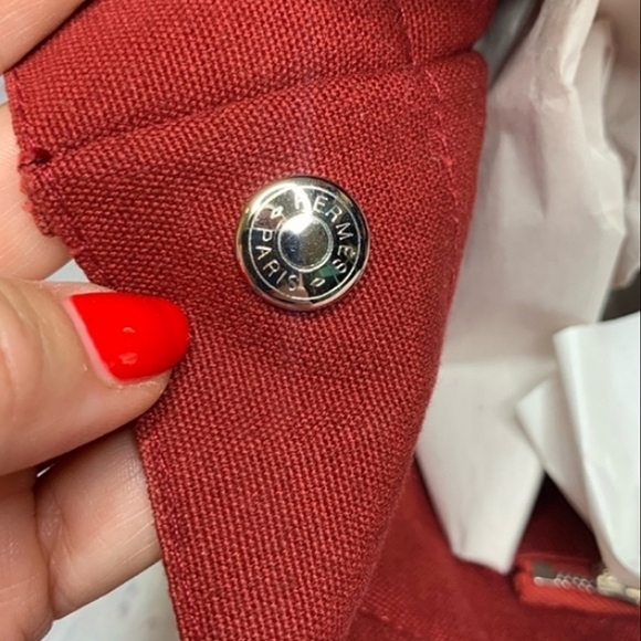 🌹 Hermès Red Fourre Tout MM Canvas Tote Bag NEW! - Picture 10 of 16